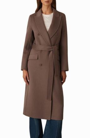 Reiss Maeve Belted Double Breasted Wool Blend Coat in Mink Neutral at Nordstrom Rack, Size 6 Us / 10 Uk