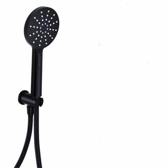 Clifton Shower Round Outlet Elbow with Wall Bracket & Shower Handset Black