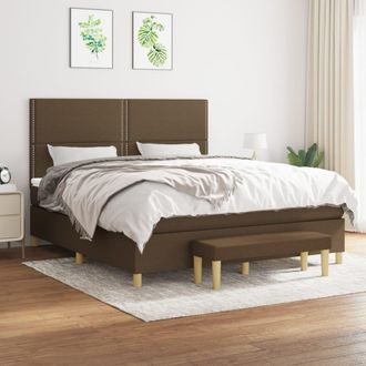 vidaXL Vidaxl - Cama Box Spring Con Colch&oacute;n Tela Marr&oacute;n Oscuro 180x200 Cm