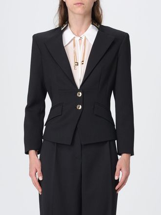 Elisabetta Franchi Blazer monopetto in cr&ecirc;pe con vestibilit&agrave; slim e spalle imbottite