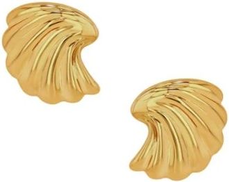 Anine Bing Accessoires, Dames, Geel, ONE Size, Gebogen Schelp Oorbellen