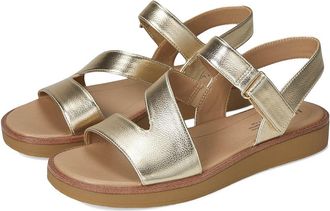 Life Stride Waverly Sandals Womens Flat Shoes Gold Faux Leather : 6.5 M (B)
