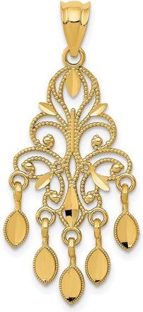 Diamond2Deal 14k Yellow Gold Polished Diamond-cut Chandelier Pendant