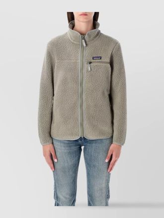 Patagonia fleece jacket with stand-up collar and pockets