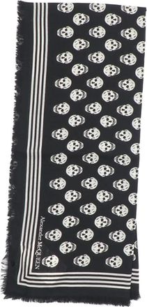 Alexander McQueen Wollen sjaal met schedelprint - Dames - Wintersjaals - Zwart - ONE Size - Wol - Accessoires
