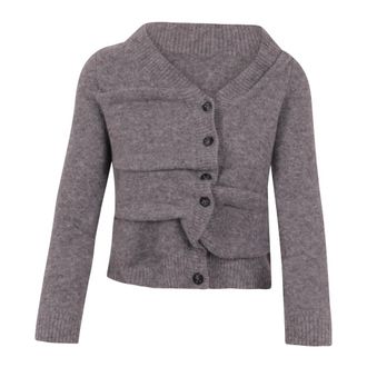 Diesel Truien & Vesten, Dames, Grijs, S, Gebreide Cardigan met een Gekreukeld Design