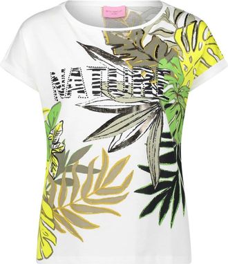 Betty Barclay Tops, Dames, Veelkleurig, S, Glitterende Jungleprint Shirt met Halve Mouw