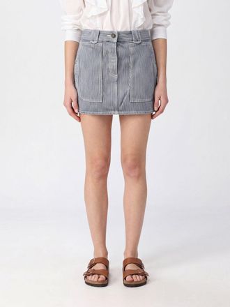 Isabel Marant Striped Cotton Denim Pencil Mini Skirt