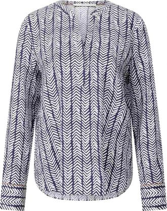 Herzen'sangelegenheit Zijden Blouse met Zigzag Print - Dames - Blouses - Blauw - XL - Overhemden