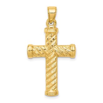Diamond2Deal 14k Yellow Gold Reversible Diamond-cut Cross Pendant