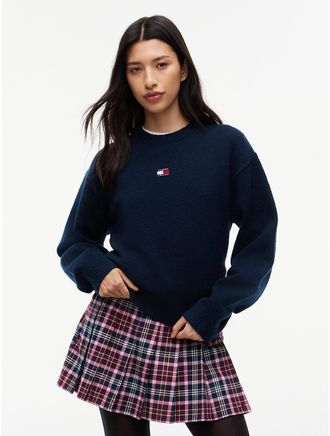 Tommy Hilfiger Womens Tommy Jeans Badge Crewneck Sweater - Navy - XL