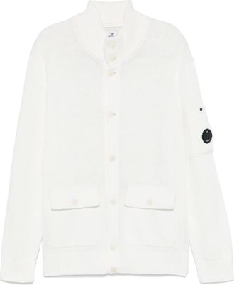 C.P. Company Cardigan con motivo Lens - Bianco