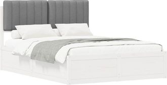 vidaXL Bed Frame with Upholstered Headboard Light Grey 140 x 200 cm vidaXL