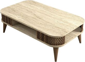 Habitat & Jardin Mesa de centro beige 105 x 60 x 35 cm