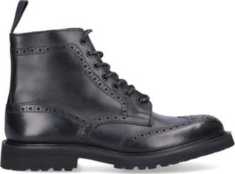 Trickers Classic Brogue Lace-Up Black Leather Boots