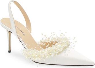 Mach & Mach Floating Faux Pearl Slingback Pump in White at Nordstrom, Size 10.5Us