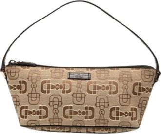 Gucci Pre-owned Shoulder Bags, female, Beige, Size: ONE SIZE Pre-owned Canvas Shoulder Bag