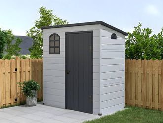 Vente-Unique Anthracite Grey Resin Garden Shed 2, 09 M&sup2;- NERIO in Light Grey