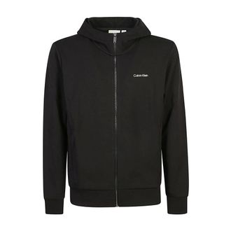 Calvin Klein Zip-throughs, male, Black, Size: XL Black Sweatshirt Aw24 Mens Fashion