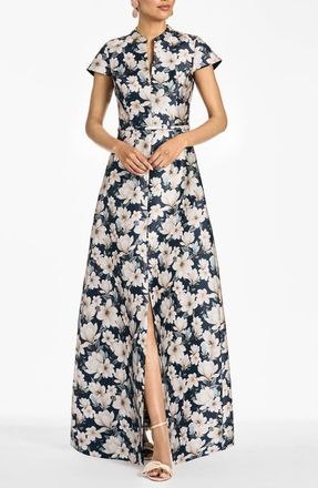 Sachin & Babi Floral Gown in Midnight Magnolia at Nordstrom, Size 14