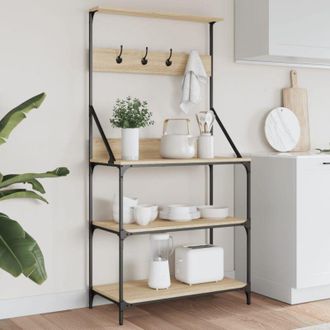 vidaXL Scaffale Cucina Ganci 4 Ripiani Rovere Sonoma Legno Multistrato vidaXL 821131