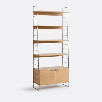 La Redoute Interieurs Boekenkast in eiken, fineer en verchroomd staal, hoogte 190 cm, WATFORD