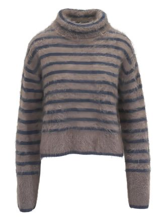 Lisa Yang striped-pattern sweater - Brown