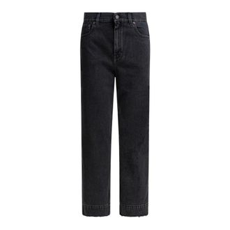 Chlo&eacute; Straight Jeans, female, Black, Size: W27 High-rise Wide-leg Cropped Jeans