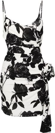 Balmain rose-print mini dress - women - Viscose - 38 - White
