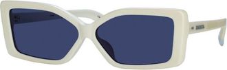 Jacquemus Sunglasses Square Full Rim, White Frame And Blue Lens Jac/41C3
