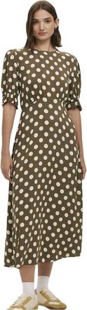 Finery Mela midi-jurk met polkadots en ronde hals voor dames (Donkere Khaki)