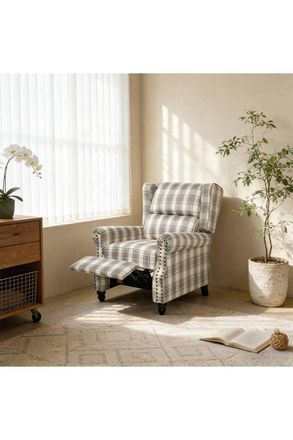 Living and Home Elegant Wingback Recliner Armchair in Grey