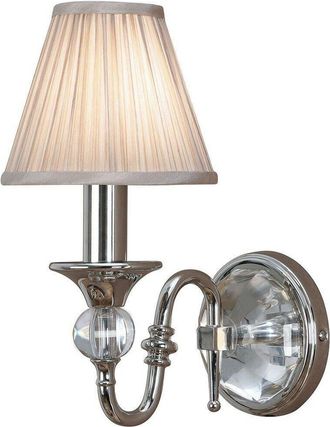 Loops Diana Luxury Single Curved Arm Traditional Wall Light Nickel Crystal Beige Shade