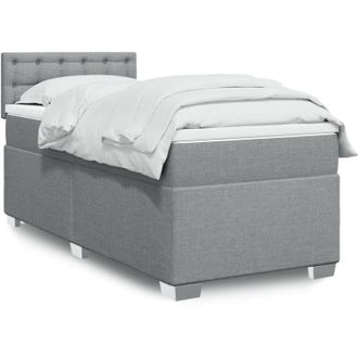 vidaXL Cama Box Spring Con Colch&oacute;n Tela Gris Claro 90x200 Cm