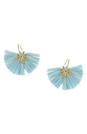 Olivia Welles Gold Plated Jade Raffia Drop Earrings in Gold /Gray at Nordstrom Rack