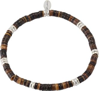 Jan Leslie Heisha Shell With Sterling Silver Bead Stretch Bracelet in Brown at Nordstrom