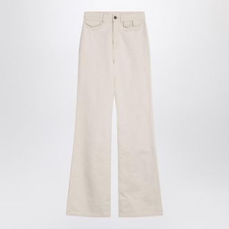 パンツ Chloe White Flared Trousers in Wool and Silk Woman Chloé Trousers in White | Lyst