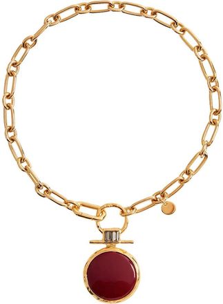 La DoubleJ Energy Red Necklace With Chain-Link Design And Round Pendant In Brass Woman