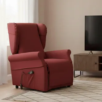 Dmora Butaca Treia, Sill&oacute;n Desenfundable, Reclinable Made In Italy, Brazos, 75x84x107h Cm Rojo Burdeos