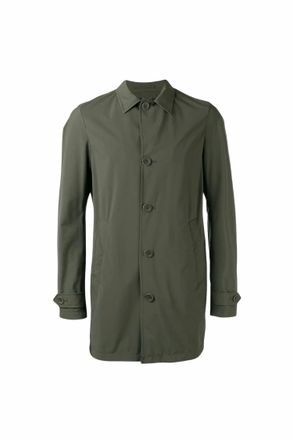 Herno Mens Buttoned Short Coat In Green