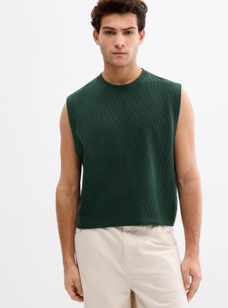 Le 31 Mens Sleeveless cropped ribbed T-shirt