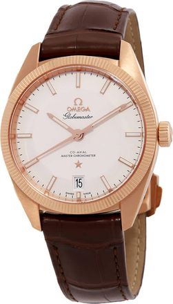 Omega Constellation Globemaster Automatic Chronometer Silver Dial Mens Leather Watch 130.53.39.21.02.001