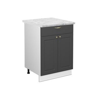 Vicco Mueble Bajo De Cocina Fame-line, Antracita-oro, 60 Cm Con Caj&oacute;n, Et M&aacute;rmol Vicco