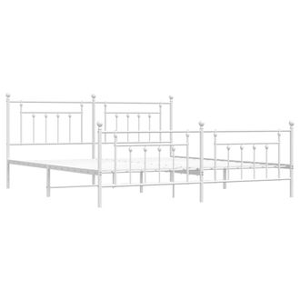 Berkfield Home Metal Bed Frame with Headboard & Footboard White 193x203 cm