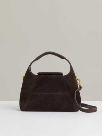 Reiss Chocolate Suede Crossbody Bag