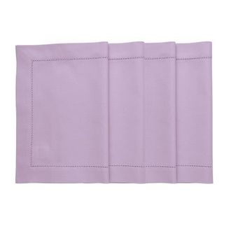 Solino Home Cotton Linen Hemstitch Placemats, 14 x 19 in Lavender Ice at Nordstrom, Size Medium
