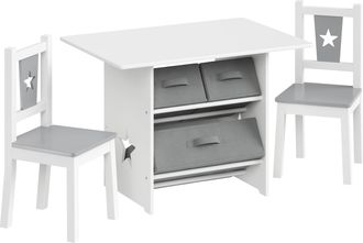 Woltu Woltu - Mesa De Juegos Para Ni&ntilde;os, Escritorio Para Pintar Con Cajones, Mesa De Centro