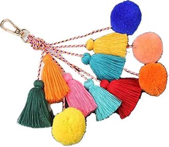 Generic Tassel Pom Pom Key Chain, Boho Charm Key Ring Women Handbag Bag Car Pendant Keyring.Deft Processed