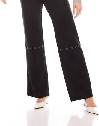 Karen Kane Faux Suede Stitch Pants In Black