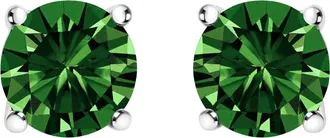 House of Brilliance 14K Gold 1/2 Cttw Lab Grown Green Diamond Classic Solitaire Stud Earrings with Pushback